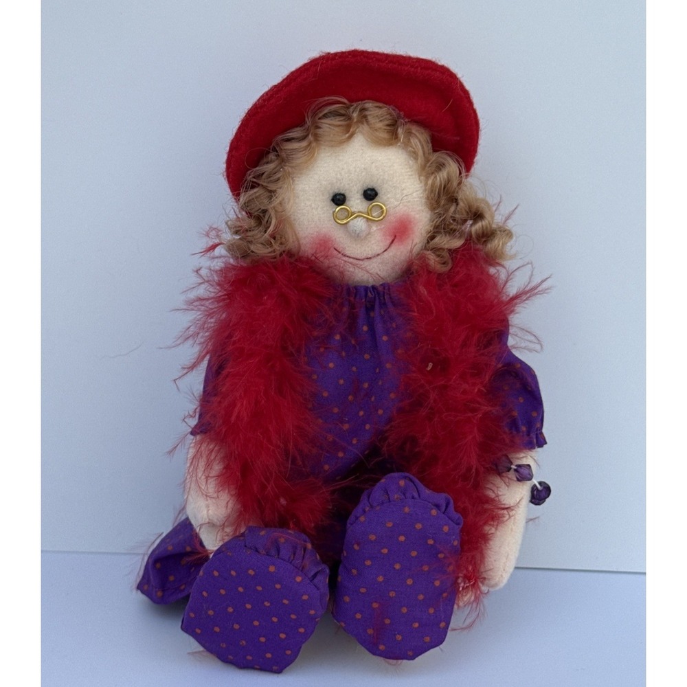 Red Hat Society Lady Plush Doll Decor